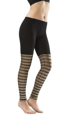 Derya Kurşun Çizgi Desenli Kadın Tayt 0511