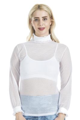 Derya Kurşun Balıkçı Yaka Transparan Beyaz Body 146 