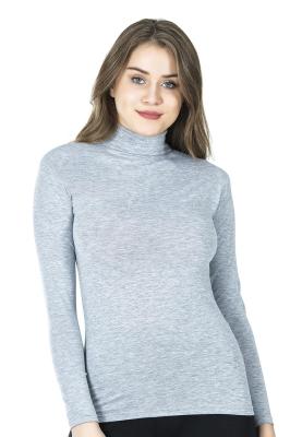 Derya Kurşun Balıkçı Yaka Uzun Kol Kadın Gri Tişört 245