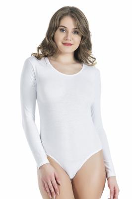 Derya Kurşun Bisiklet Yaka Uzun Kol Çıtçıtlı Kadın Beyaz Body 321