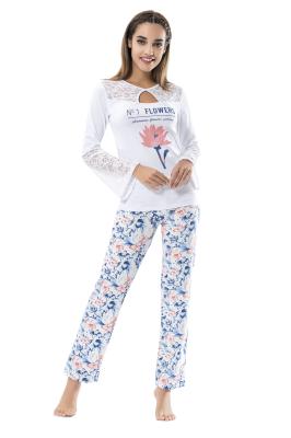 Derya Kurşun Dantel Detaylı Uzun Kol Kadın Pijama Takım 1115