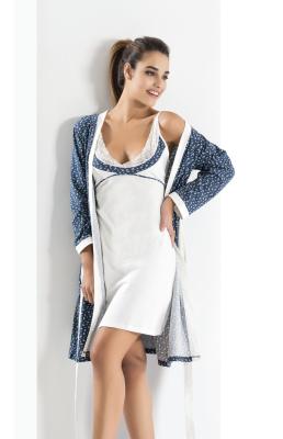 Derya Kurşun Dantelli Gecelik Sabahlık Takım 1040