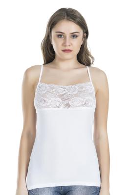 Derya Kurşun Dantelli Kadın Beyaz Atlet 212 