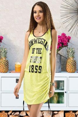 Derya Kurşun Geniş Askılı Likralı Baskılı Kadın Elbise 954