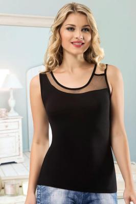 Derya Kurşun Geniş Transparan Askılı Siyah Kadın Atlet 180 