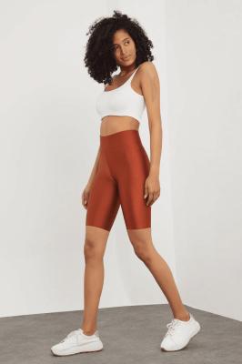 Derya Kurşun Kadın Kiremit Kısa Parlak Tayt 0596