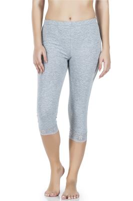 Derya Kurşun Kadın Paçası Dantelli Gri  Kısa Tayt 414