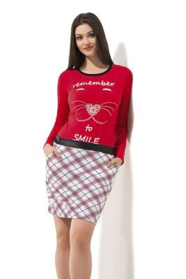 Derya Kurşun Kalp Baskılı Ekose Desenli Tunik 946