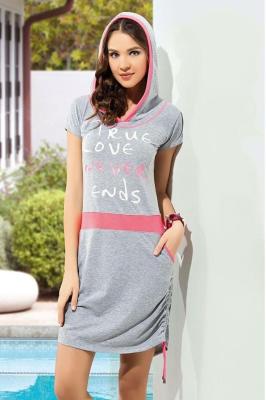 Derya Kurşun Kapşonlu Baskılı Kadın Elbise 953