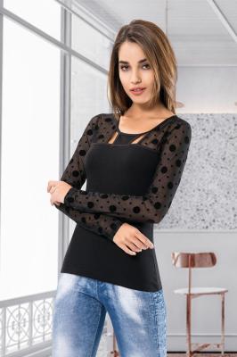 Derya Kurşun Puantiyeli Uzun Kol Kadın Bluz 120