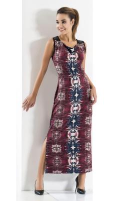 Derya Kurşun Sıfır Kol Yaka Dökümlü Uzun Kadın Elbise 956