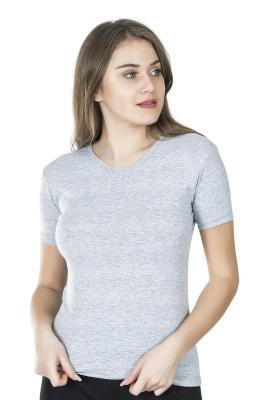 Derya Kurşun Yarım Kol Bisiklet Yaka Kadın Gri Tişört 228