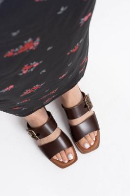 Trendella Hakiki Deri Kadın Vizon Renk  Terlik  TR31MY33D