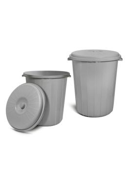 Jumbo  Kapaklı  Plastik Gri Çöp Kovası 90 Litre - CBK1190