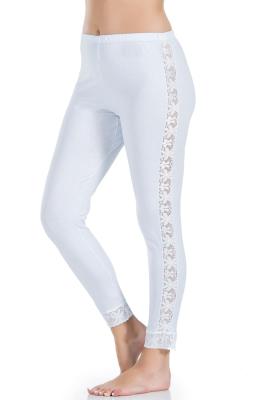 Derya Kurşun Kadın Dantel Şeritli Beyaz Uzun Tayt - 416