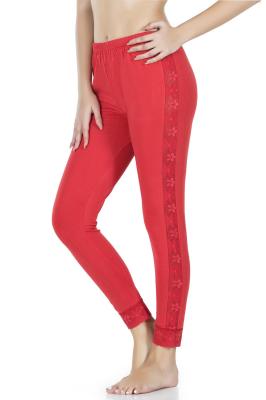 Derya Kurşun Kadın Dantel Şeritli Kırmızı Uzun Tayt - 416
