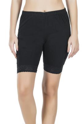 Derya Kurşun Kadın Dantelli Siyah Kısa Tayt - 418