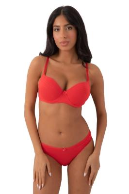 Kadın Kırmızı Jakar  Sütyen Takım Push Up - NIC_100_12