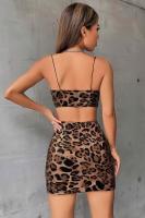 Kadın Leopar Desenli Mini Elbise - 5036