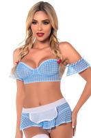 Kadın Mavi Ekose Fantezi Kostüm - 2035