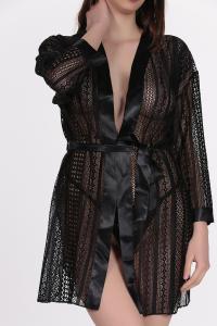 Kadın Saten Detaylı Dantel Kısa Sabahlık - 2038