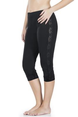 Derya Kurşun Kadın Şeritli Kısa Siyah Tayt - 417