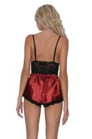 Kadın Siyah Dantel Büstiyerli Fantezi Şort Takım - 2114