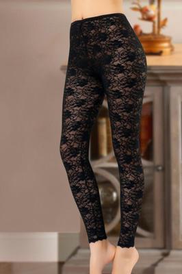 Derya Kurşun Kadın Siyah Dantel Tayt - 419