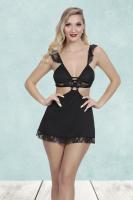 Kadın Siyah Kısa Fantezi Gecelik - 2038B