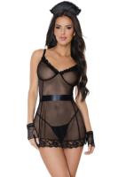 Kadın Siyah Tül Babydoll - 8607