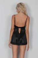 Kadın Siyah Tül Detaylı Mini Fantezi Gecelik - 2024