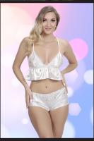 Kadın Şortlu Beyaz Fantezi Pijama Takımı - 2027