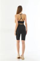 MI Soft Seamless Ripli Siyah Tayt Yoga Takımı - 3921B