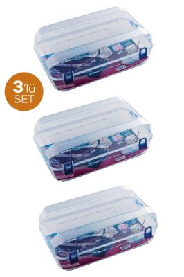 Mano 3 Adet Plastik Şeffaf Bot Saklama Kutusu - YE-102-3