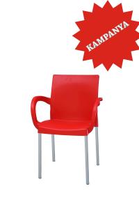 Metal Ayaklı Plastik Kırmızı Koltuk - CF880-R
