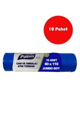 Polmix 10 Adet  Cam Atık Torbası Jumbo Boy 80 x 110 cm - P136
