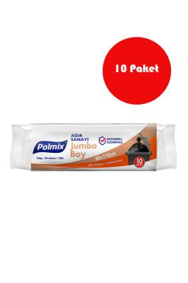 Polmix 10 Adet 80 x 110 Cm Ağır Sanayi Jumbo Çöp Torbası  - P502