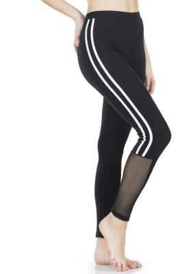 Derya Kurşun Şeritli Transparan Detaylı Siyah Kadın Tayt 0602