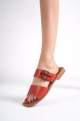 Trendella Hakiki Deri Kadın Kiremit Renk  Terlik  TR31MY33E