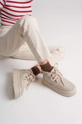 Trendella Kadın Bej Kışlık İçi Kürklü Kalın Taban Bot TR04MK02B