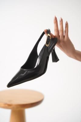 Trendella Kadın Siyah Rugan Topuklu Ayakkabı TR20MS01A