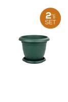 2 Adet 25 Litre Damla Yuvarlak Plastik Saksı  - D010_2