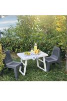 2 Adet Gri Plastik Bahçe Koltuğu ve Katlanır Plastik Sehpa Seti - 5171-89-5103-02