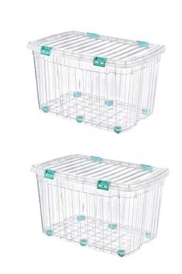 2 Adet 120 Litre Şeffaf Mega Multi Box Plastik Saklama Kutusu - E-522-2