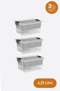 3 Adet  6,25 Lt Lock&Keep Organizer Tepsili Plastik Saklama Kutusu - 33213