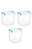 3 Adet 11 Litre Multi Box Derin Şeffaf Plastik Saklama Kutusu - 2302-3