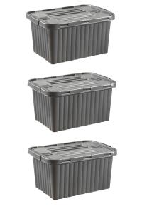 3 Adet 18 Litre Antrasit Renk Split Box Plastik Saklama Kutusu - RNL-DNY2011ANT-3