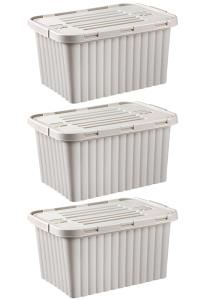 3 Adet 33 Litre Toprak Rengi Split Box Plastik Saklama Kutusu - RNL-DNY2012TPR-3
