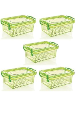 5 Adet 0,3 Litre Sweet Dikdörgen Şeffaf Plastik Saklama Kutusu - 2050-5