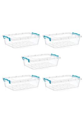 5 Adet 0,6 Litre Viyola Şeffaf Dikdörgen Plastik Saklama Kutusu - 2051-5